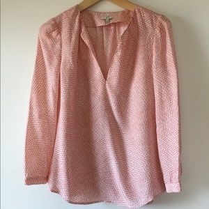 Soie peach patterned long sleeve blouse